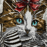 French Pearl and Gray Posed with a Bow Cotton Blend Oversized Square Patch - 18.875"