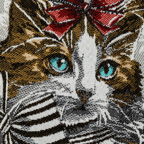 French Pearl and Gray Posed with a Bow Cotton Blend Oversized Square Patch - 18.875"