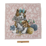 French Rose Posed with a Bow Cotton Blend Oversized Square Patch - 18.875"