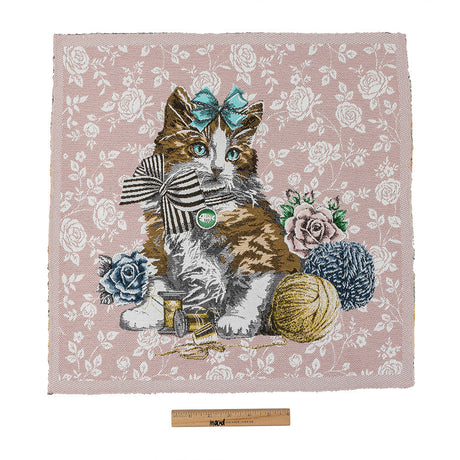 French Rose Posed with a Bow Cotton Blend Oversized Square Patch - 18.875"
