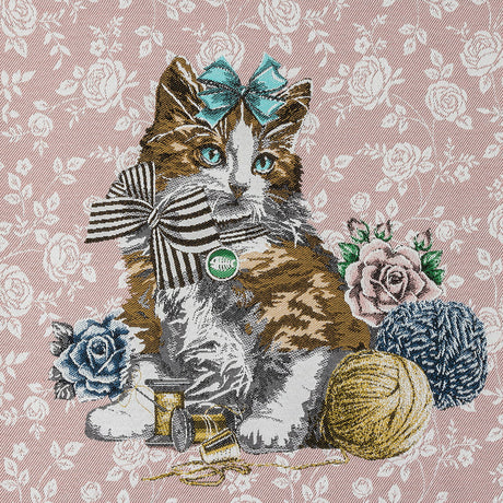 French Rose Posed with a Bow Cotton Blend Oversized Square Patch - 18.875"