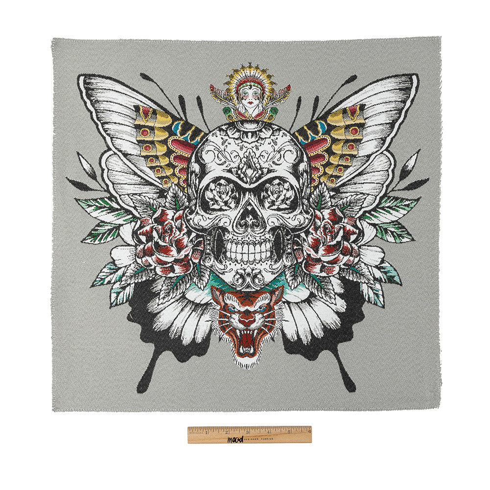 French Gray A Flutter On Cotton Blend Oversized Square Patch - 18.875"