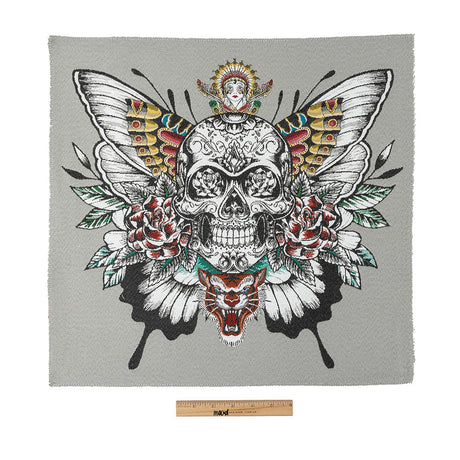 French Gray A Flutter On Cotton Blend Oversized Square Patch - 18.875"