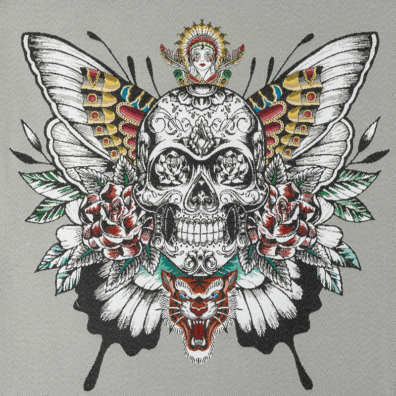 French Gray A Flutter On Cotton Blend Oversized Square Patch - 18.875"