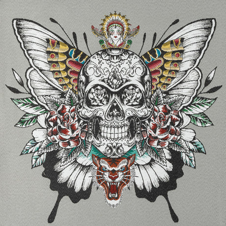 French Gray A Flutter On Cotton Blend Oversized Square Patch - 18.875"