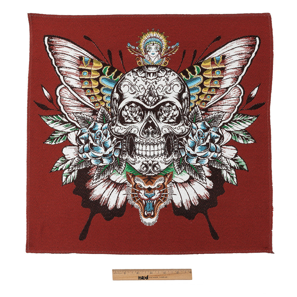 French Red A Flutter On Cotton Blend Oversized Square Patch - 18.875"