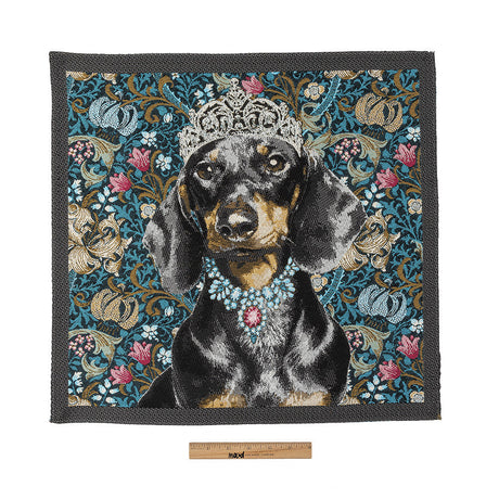 French Blue Crowned Dachshund Oversized Square Patch - 18.875"