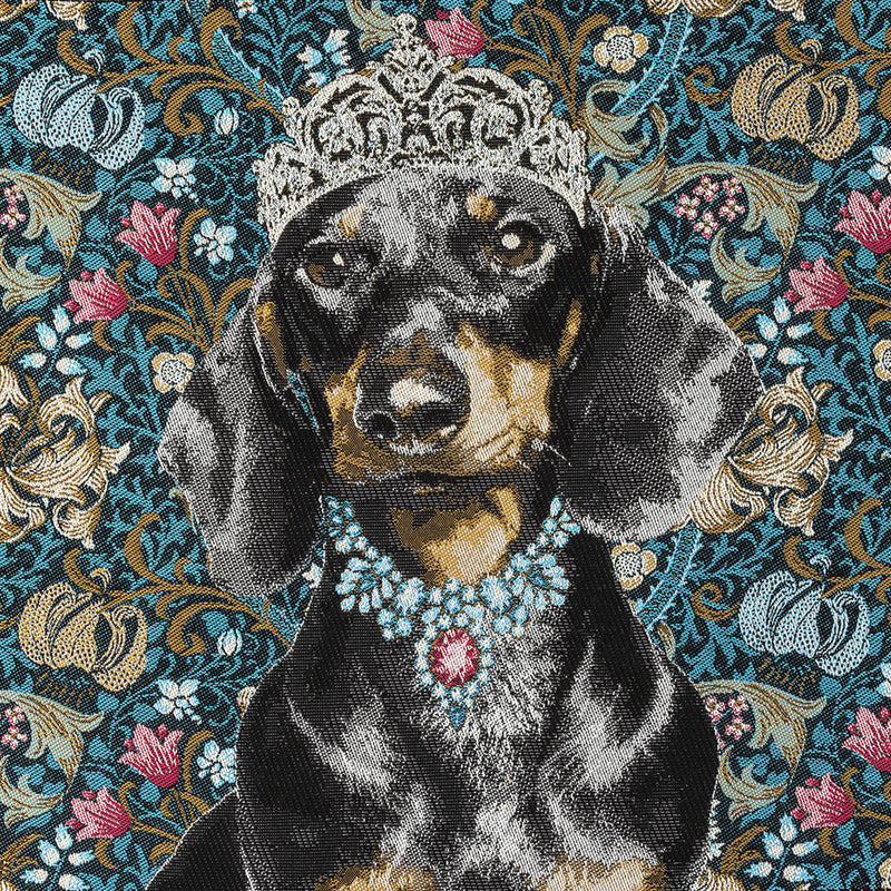 French Blue Crowned Dachshund Oversized Square Patch - 18.875"