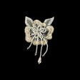 Vintage Golden Iris and Pearl, Silver Sequins and Beaded 3D Floral Applique with Crystal Bead Center - 6.625" x 4.25"