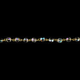 Vintage Czech White Iris Beads and Gold Metal Link Chain - 0.1875"