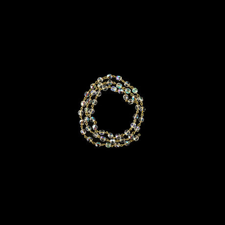 Vintage Czech White Iris Beads and Gold Metal Link Chain - 0.1875"