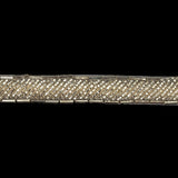 Vintage Fancy Off-White and Silver Bugle Beaded Trim - 0.625"