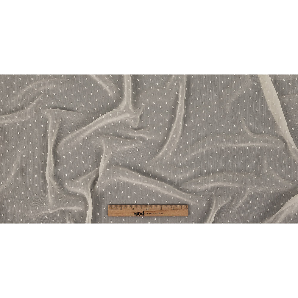 Famous Australian Designer Pearl Flocked Polka Dots Crinkled Polyester Georgette