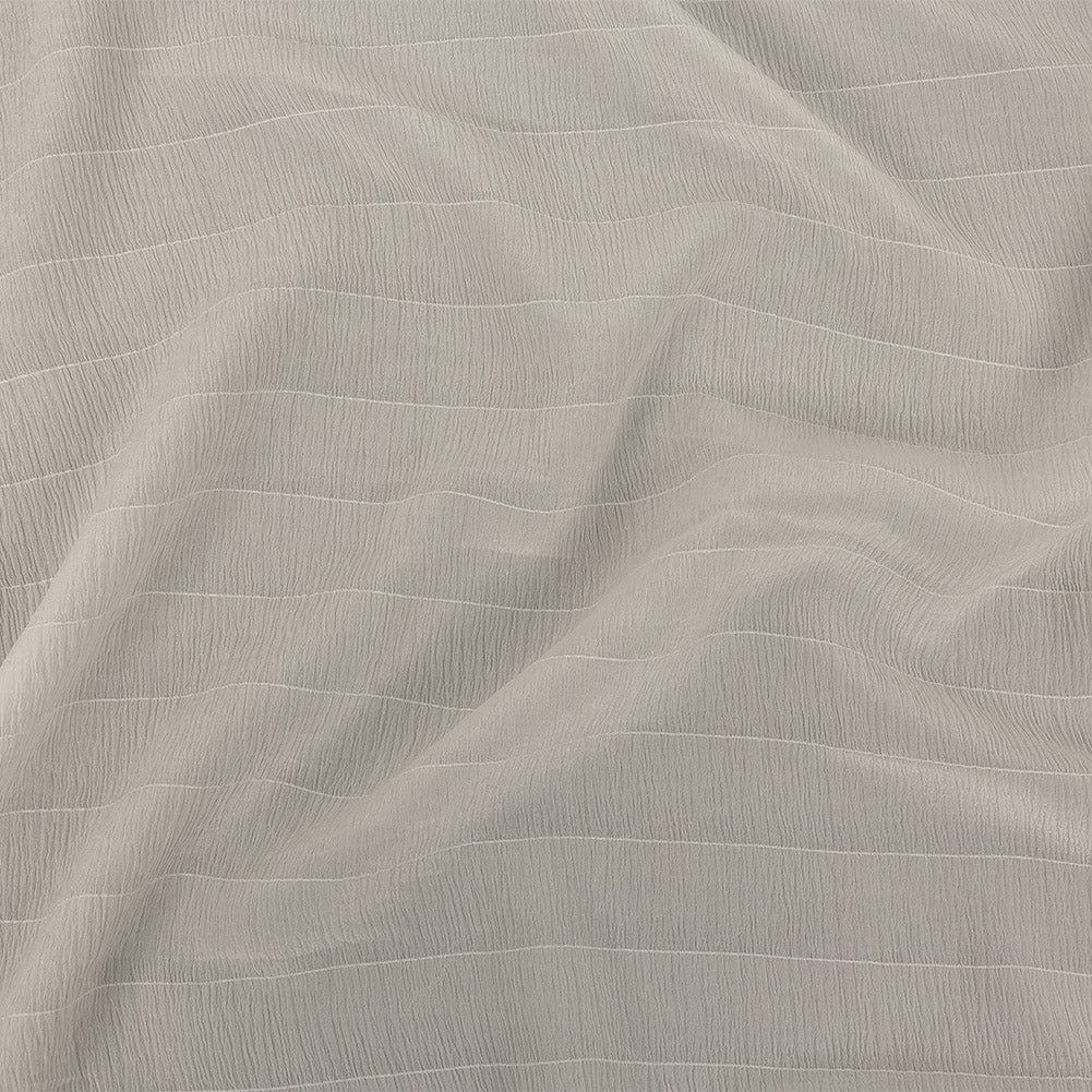 Famous Australian Designer Coconut Milk Stretch Crinkled Silk Crepe with Woven Pinstripes