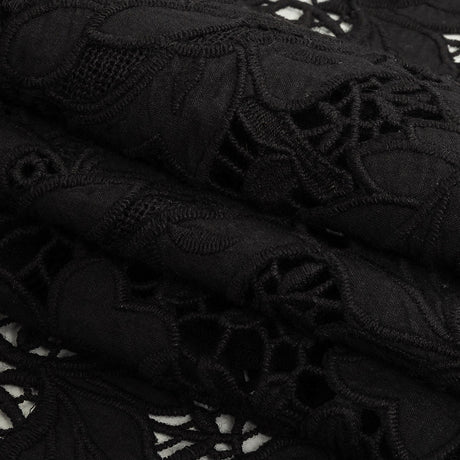 Famous Australian Designer Black Floral Guipure Lace with Scalloped Edges