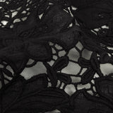 Famous Australian Designer Black Floral Guipure Lace with Scalloped Edges