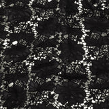 Famous Australian Designer Black Floral Guipure Lace with Scalloped Edges