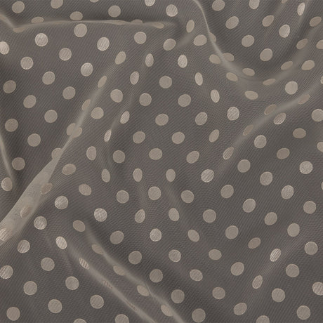 Famous Australian Designer Dew Polyester Chiffon with Satin Burnout Polka Dots