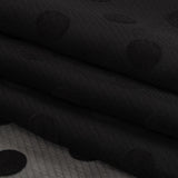 Famous Australian Designer Black Polyester Chiffon with Satin Burnout Polka Dots