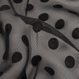 Famous Australian Designer Black Polyester Chiffon with Satin Burnout Polka Dots