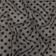 Famous Australian Designer Black Polyester Chiffon with Satin Burnout Polka Dots