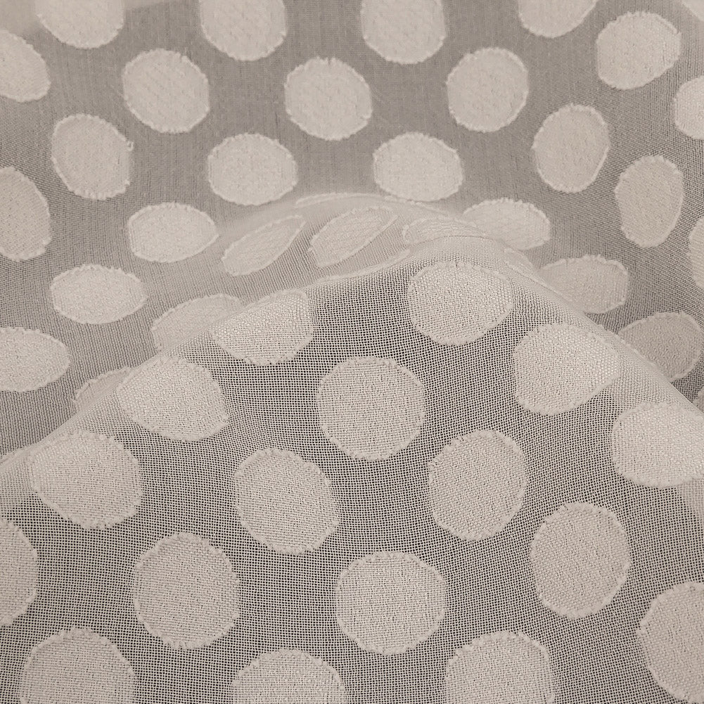 Famous Australian Designer Pearl Polyester Chiffon with Burnout Polka Dots