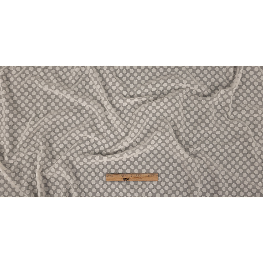 Famous Australian Designer Pearl Polyester Chiffon with Burnout Polka Dots