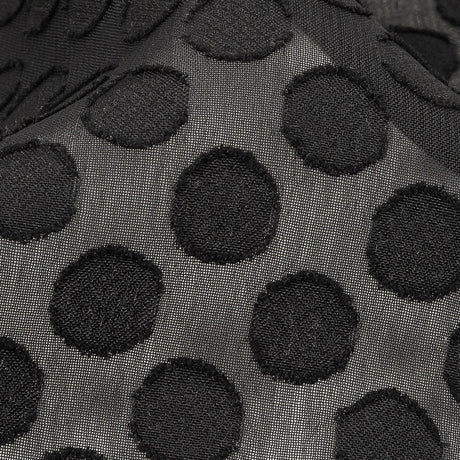 Famous Australian Designer Black Polyester Chiffon with Burnout Polka Dots