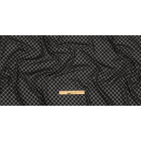Famous Australian Designer Black Polyester Chiffon with Burnout Polka Dots
