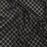 Famous Australian Designer Black Polyester Chiffon with Burnout Polka Dots