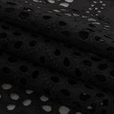 Famous Australian Designer Black Scalloped Embroidered Cotton Eyelet with Scalloped Edges
