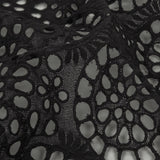 Famous Australian Designer Black Scalloped Embroidered Cotton Eyelet with Scalloped Edges