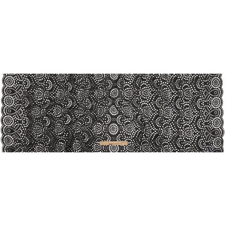 Famous Australian Designer Black Scalloped Embroidered Cotton Eyelet with Scalloped Edges