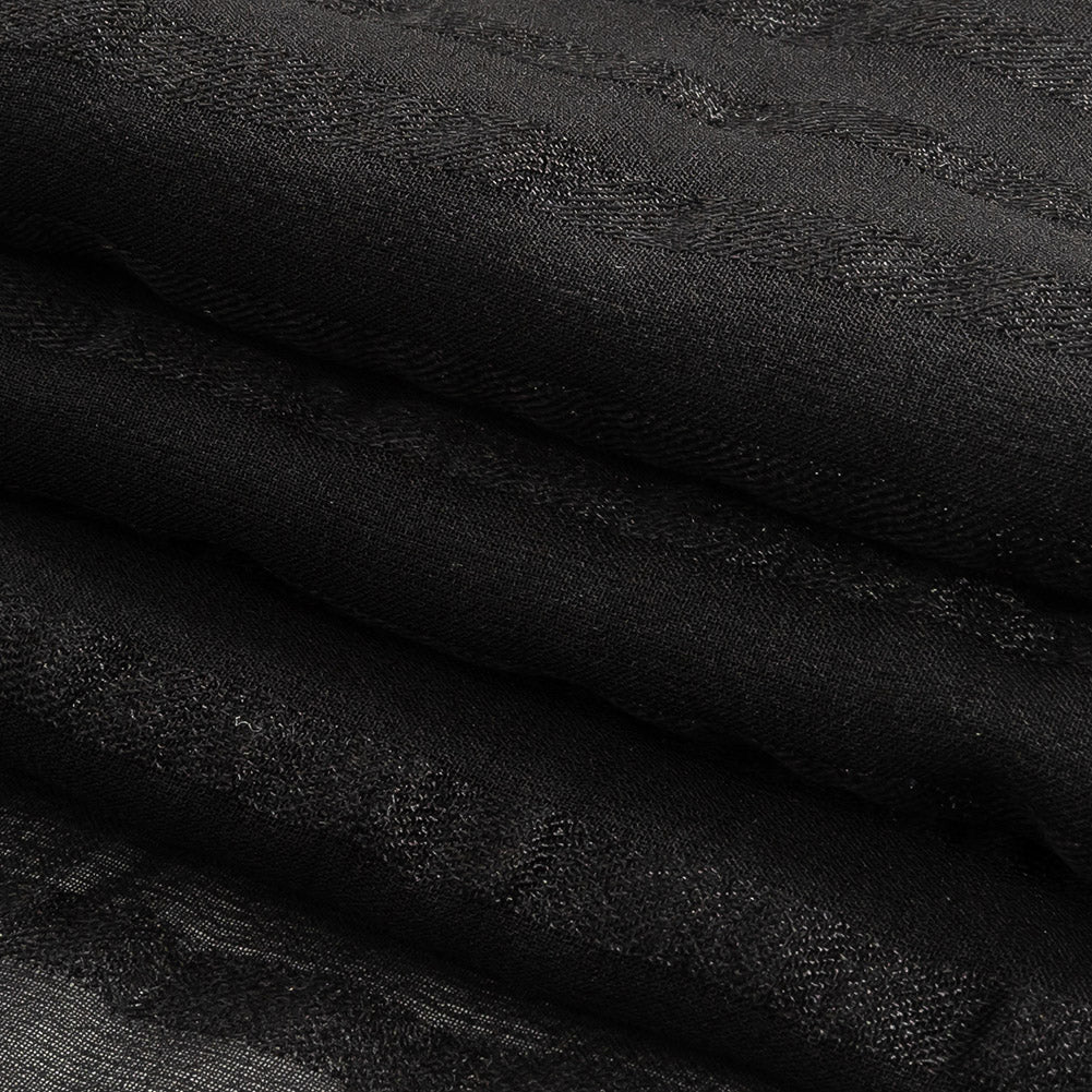 Famous Australian Designer Black Silk Georgette with Twill Stripes