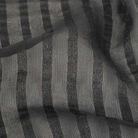 Famous Australian Designer Black Silk Georgette with Twill Stripes