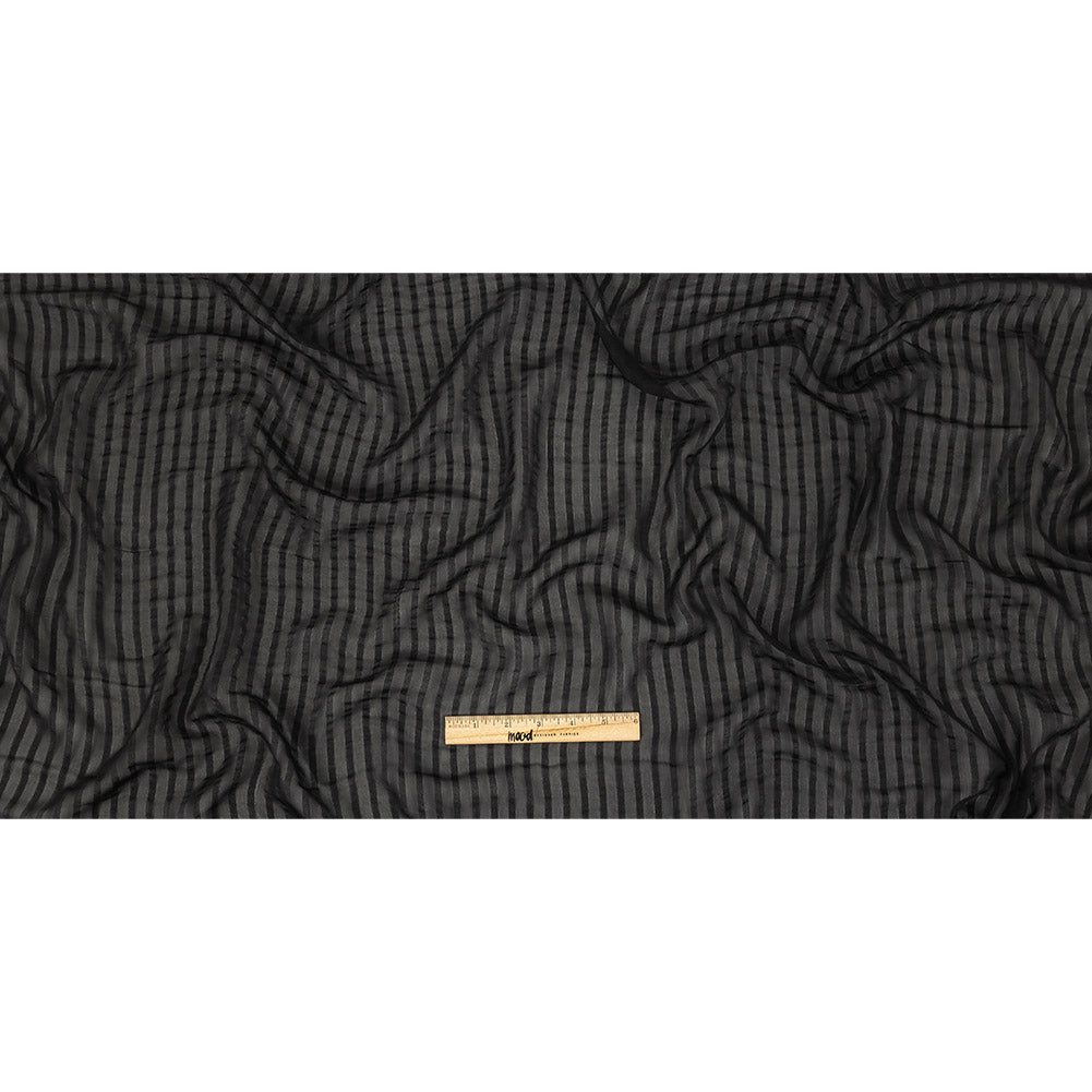 Famous Australian Designer Black Silk Georgette with Twill Stripes