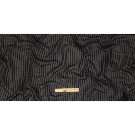 Famous Australian Designer Black Silk Georgette with Twill Stripes