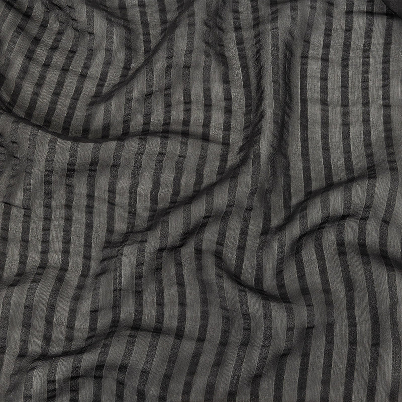 Famous Australian Designer Black Silk Georgette with Twill Stripes