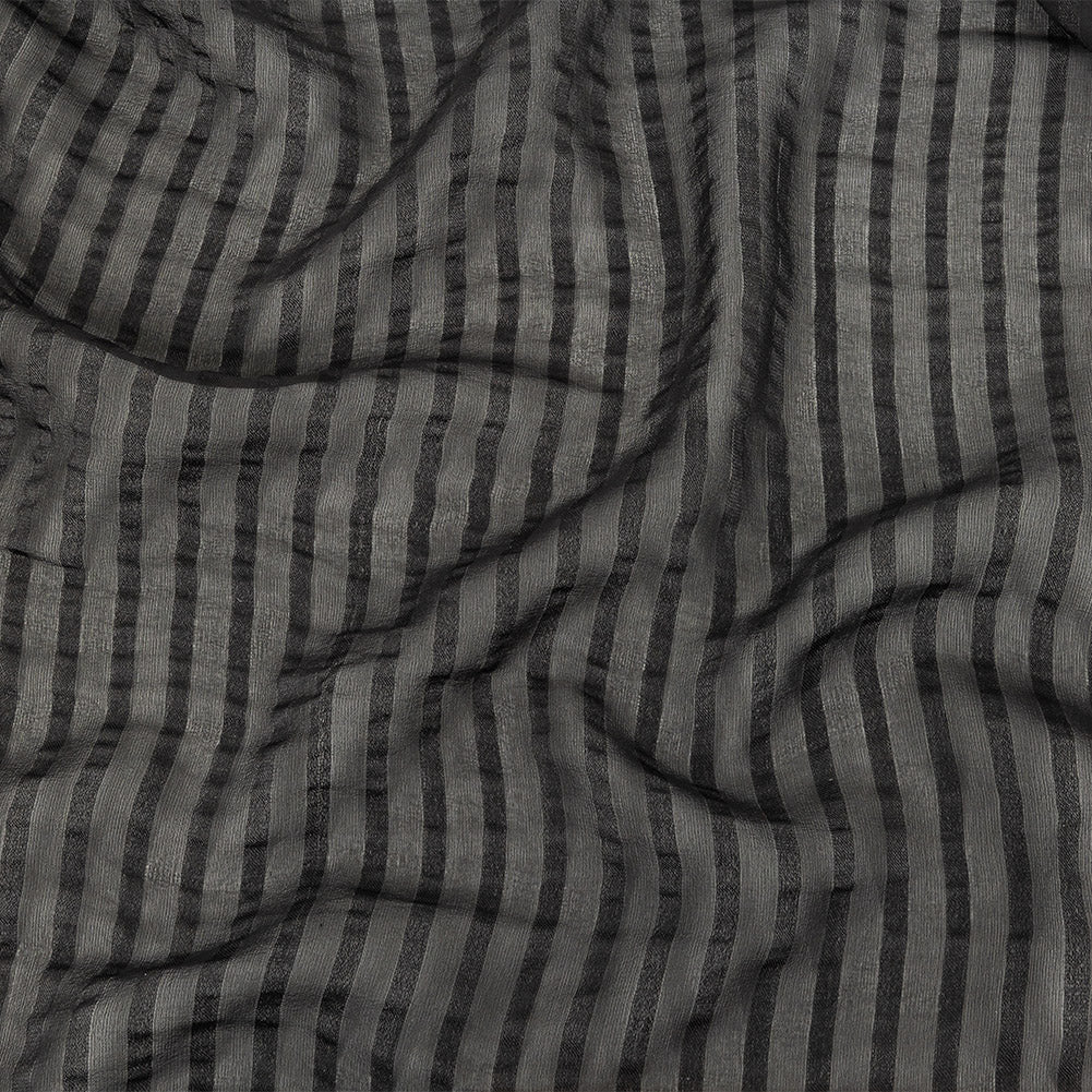 Famous Australian Designer Black Silk Georgette with Twill Stripes