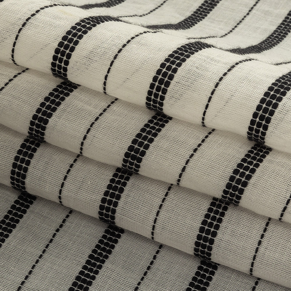 Famous Australian Designer Ivory Cotton Voile with Phantom Woven Pinstripes