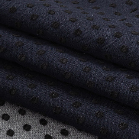 Famous Australian Designer Black Iris Chiffon Silk with Luminous Burnout Polka Dots