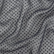 Famous Australian Designer Black Iris Chiffon Silk with Luminous Burnout Polka Dots