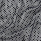 Famous Australian Designer Black Iris Chiffon Silk with Luminous Burnout Polka Dots