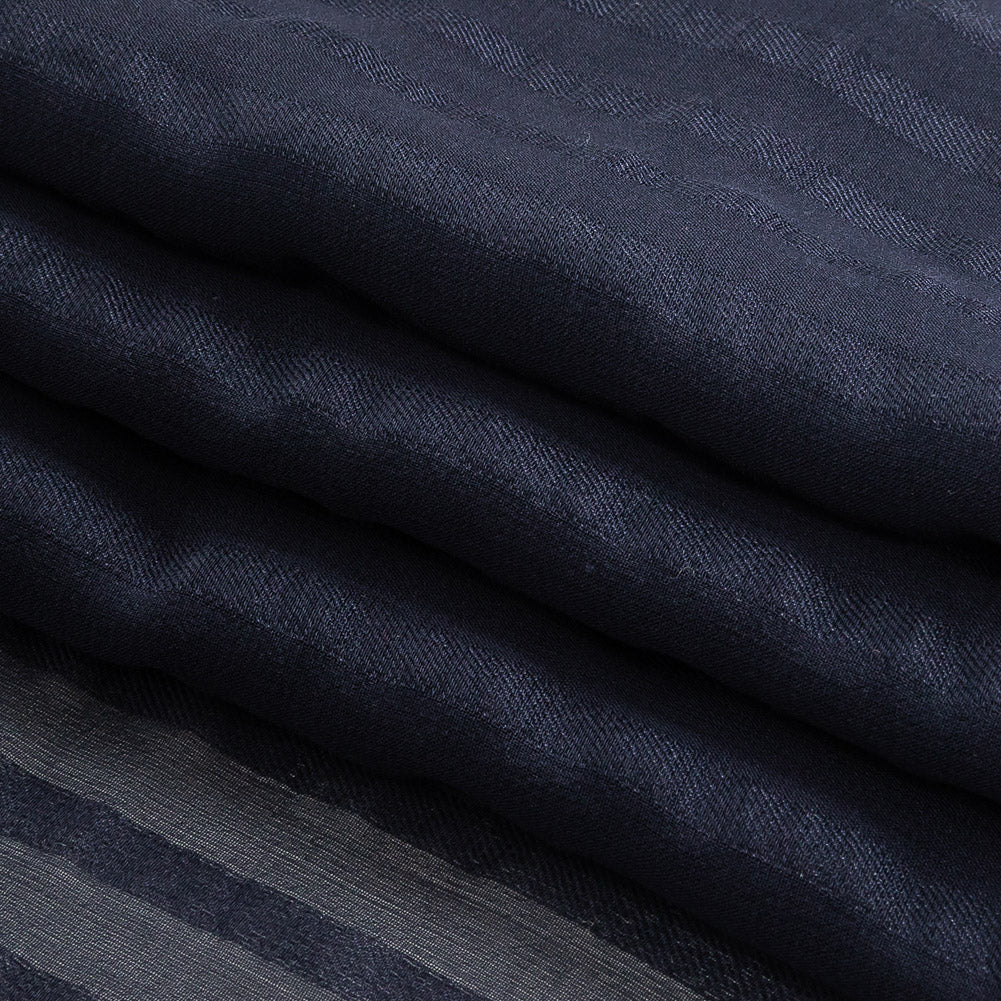 Famous Australian Designer Navy Silk Georgette with Twill Stripes