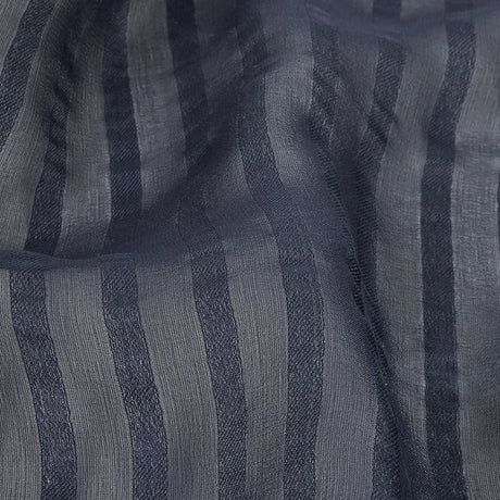 Famous Australian Designer Navy Silk Georgette with Twill Stripes