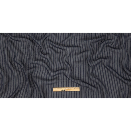 Famous Australian Designer Navy Silk Georgette with Twill Stripes