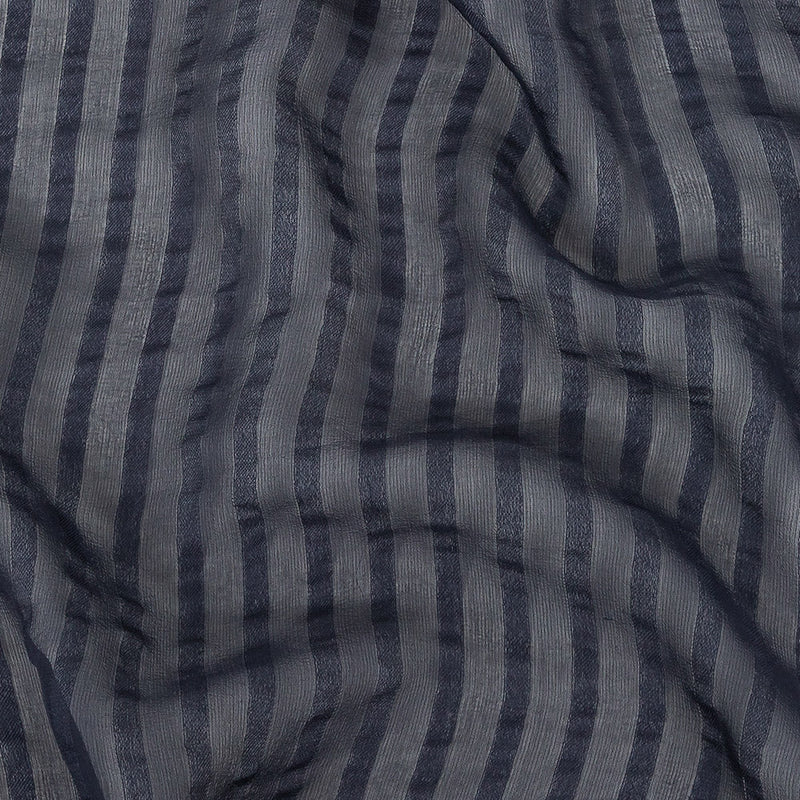 Famous Australian Designer Navy Silk Georgette with Twill Stripes
