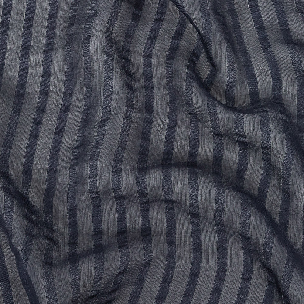 Famous Australian Designer Navy Silk Georgette with Twill Stripes