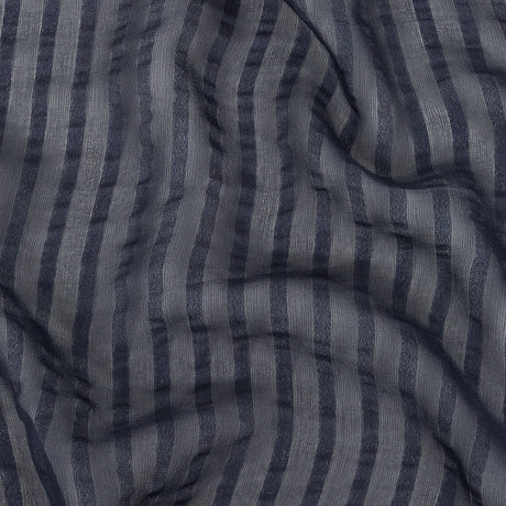 Famous Australian Designer Navy Silk Georgette with Twill Stripes