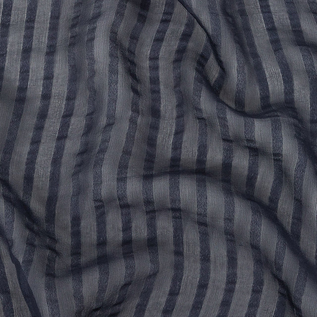Famous Australian Designer Navy Silk Georgette with Twill Stripes